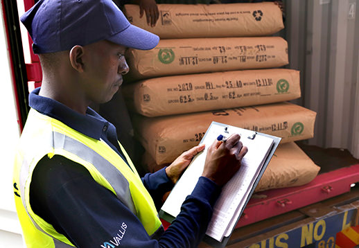 A Vallis Group worker with a clipboard