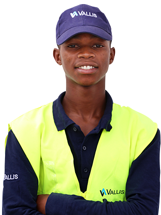 A Vallis worker wearing a hi-vis jacket